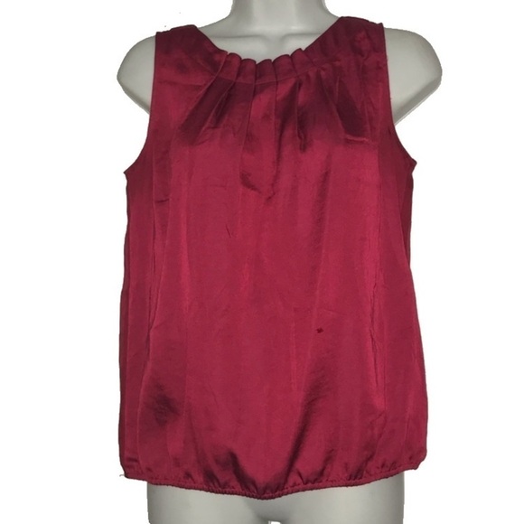 LOFT Tops - Loft Red Career Pleated Neck Sleeveless Top SP